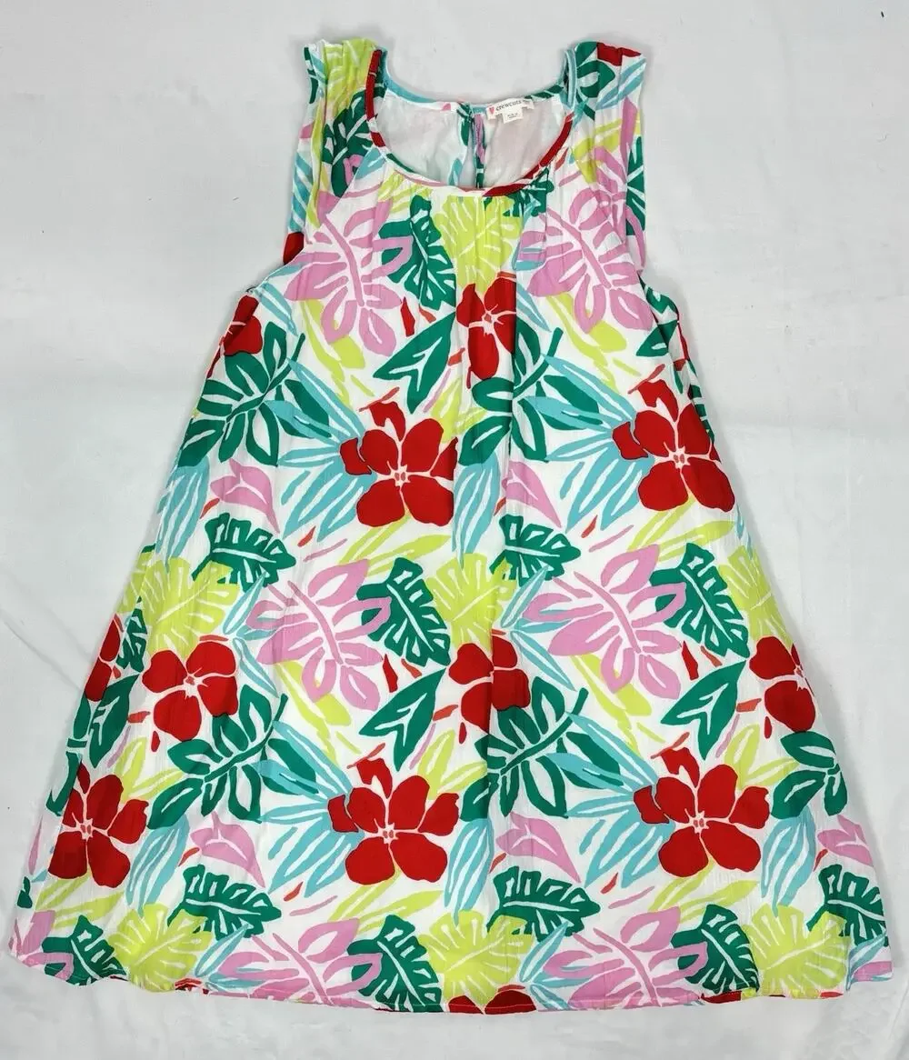 Crewcuts by J.Crew Girls Island Floral Trapeze Dress Tropical Hibiscus Sz 10
